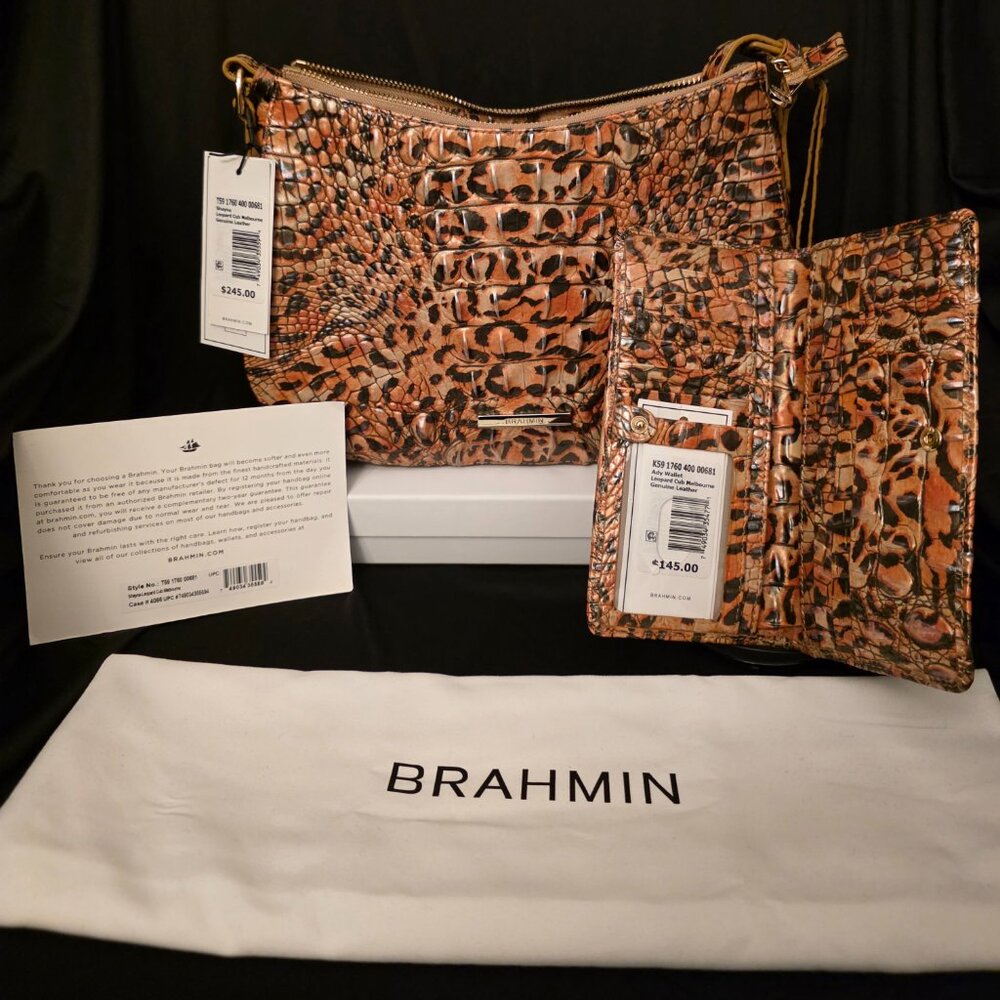 Brahmin Shayna Melbourne Crossbody and Ady Wallet Leopard Cub **Combo** - Picture 3 of 13